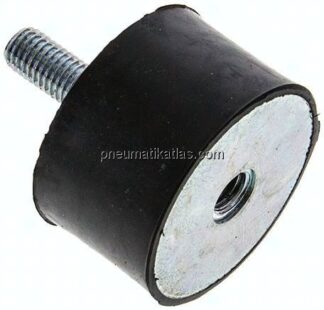Gummi-Metall-Puffer (Typ B) 50x30mm, M 10(AG)/M 10(IG), Stahl verzinkt