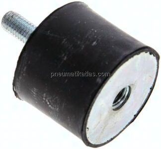 Gummi-Metall-Puffer (Typ B) 50x40mm, M 10(AG)/M 10(IG), Stahl verzinkt