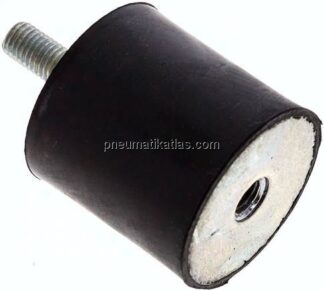 Gummi-Metall-Puffer (Typ B) 50x50mm, M 10(AG)/M 10(IG), Stahl verzinkt