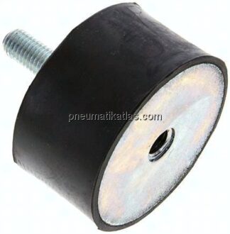 Gummi-Metall-Puffer (Typ B) 75x40mm, M 12(AG)/M 12(IG), Stahl verzinkt