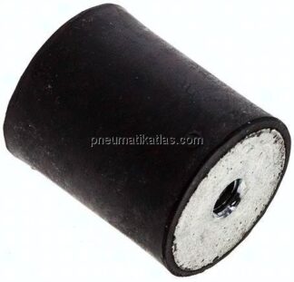 Gummi-Metall-Puffer (Typ C) 25x30mm, M 6(IG)/M 6(IG), Stahl verzinkt