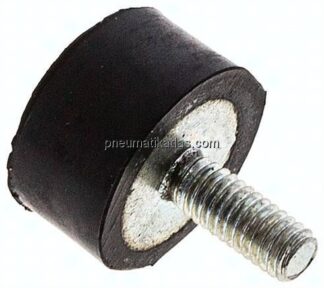 Gummi-Metall-Puffer (Typ D) 15x8mm, M 4(AG)/Gummi, Stahl verzinkt