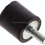 Gummi-Metall-Puffer (Typ D) 15x15mm, M 4(AG)/Gummi, Stahl verzinkt