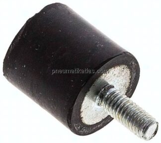 Gummi-Metall-Puffer (Typ D) 15x15mm, M 4(AG)/Gummi, Stahl verzinkt
