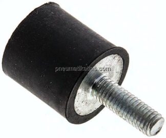 Gummi-Metall-Puffer (Typ D) 20x20mm, M 6(AG)/Gummi, Stahl verzinkt
