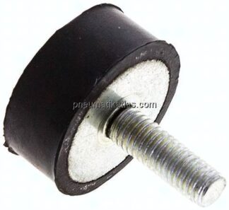 Gummi-Metall-Puffer (Typ D) 25x10mm, M 6(AG)/Gummi, Stahl verzinkt