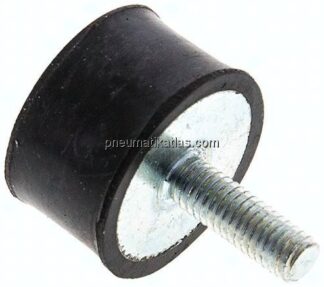 Gummi-Metall-Puffer (Typ D) 25x15mm, M 6(AG)/Gummi, Stahl verzinkt