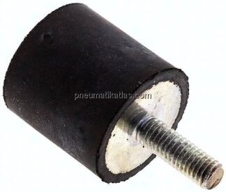 Gummi-Metall-Puffer (Typ D) 25x25mm, M 6(AG)/Gummi, Stahl verzinkt