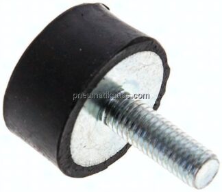 Gummi-Metall-Puffer (Typ D) 30x15mm, M 8(AG)/Gummi, Stahl verzinkt