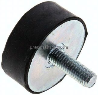 Gummi-Metall-Puffer (Typ D) 40x15mm, M 8(AG)/Gummi, Stahl verzinkt