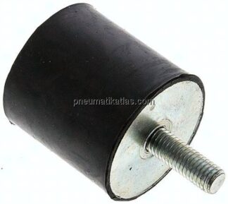 Gummi-Metall-Puffer (Typ D) 40x40mm, M 8(AG)/Gummi, Stahl verzinkt