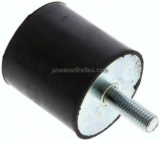 Gummi-Metall-Puffer (Typ D) 50x50mm, M 10(AG)/Gummi, Stahl verzinkt