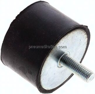 Gummi-Metall-Puffer (Typ D) 60x40mm, M 10(AG)/Gummi, Stahl verzinkt