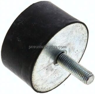 Gummi-Metall-Puffer (Typ D) 75x40mm, M 12(AG)/Gummi, Stahl verzinkt
