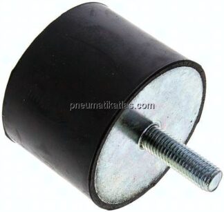 Gummi-Metall-Puffer (Typ D) 75x55mm, M 12(AG)/Gummi, Stahl verzinkt