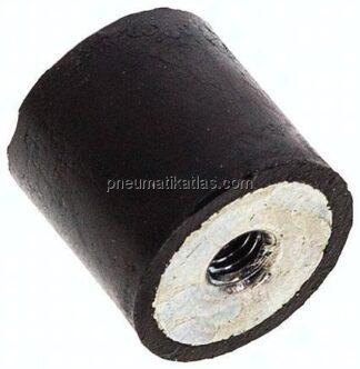 Gummi-Metall-Puffer (Typ E) 15x15mm, M 4(IG)-Gummi, Stahl verzinkt