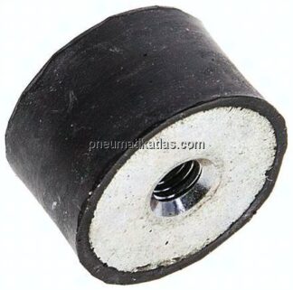 Gummi-Metall-Puffer (Typ E) 25x15mm, M 6(IG)-Gummi, Stahl verzinkt