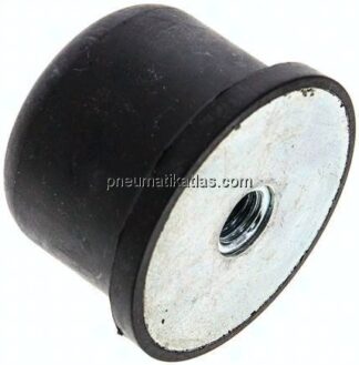 Gummi-Metall-Puffer, ballig, (Typ KE) 50x35mm, M 10(IG), Stahl verzinkt
