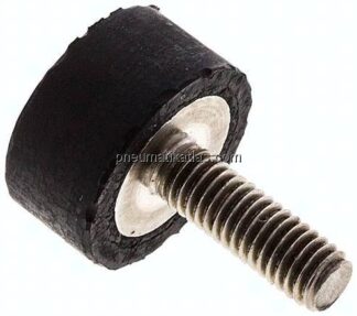 Gummi-Metall-Puffer (Typ D) 20x10mm, M 6(AG)/Gummi, Edelstahl 1.4301