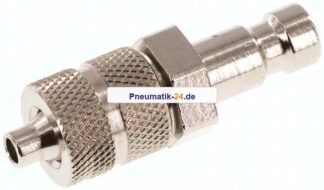 Kupplungsstecker (NW2,7) 4,3x3mm Schlauch, Messing vernickelt