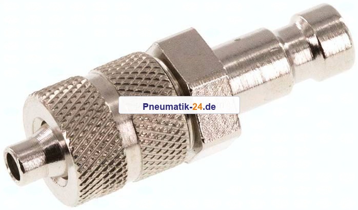 Kupplungsstecker (NW2,7) 4,3x3mm Schlauch, Messing vernickelt