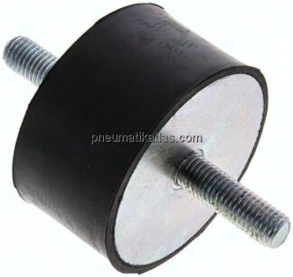 Gummi-Metall-Puffer (Typ A) 75x40mm, M 12(AG)/M 12(AG), Stahl verzinkt
