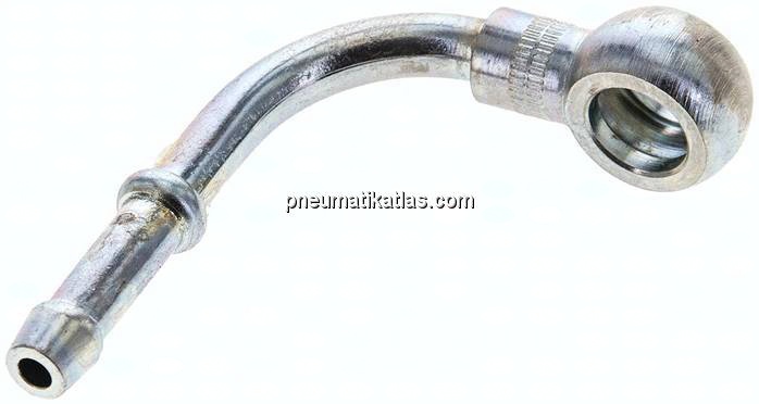 90°-Schlauchnippel 8mm Ring, 4 - 5mm, Stahl verzinkt