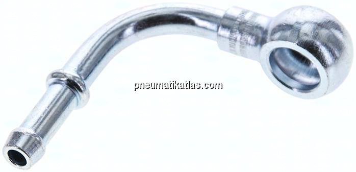 90°-Schlauchnippel 10mm Ring, 5 - 6mm, Stahl verzinkt