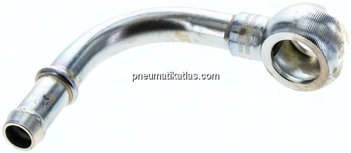 90°-Schlauchnippel 14mm Ring, 9 - 10mm, Stahl verzinkt