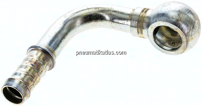 90°-Schlauchnippel 18mm Ring, 14 - 15mm, Stahl verzinkt