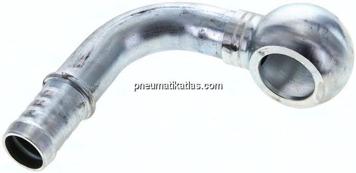 90°-Schlauchnippel 26mm Ring, 21 - 22mm, Stahl verzinkt