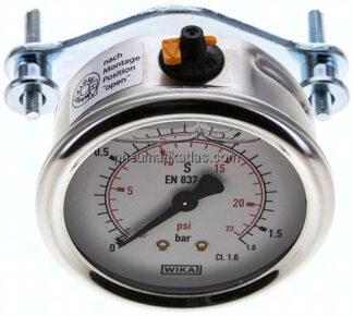 Glycerin-Einbaumanometer, 3kt-Frontring, 63mm, 0 - 1,6 bar