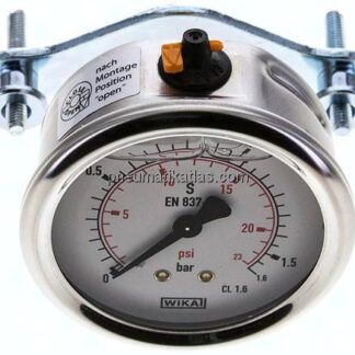 Glycerin-Einbaumanometer, 3kt-Frontring, 63mm, 0 - 1,6 bar