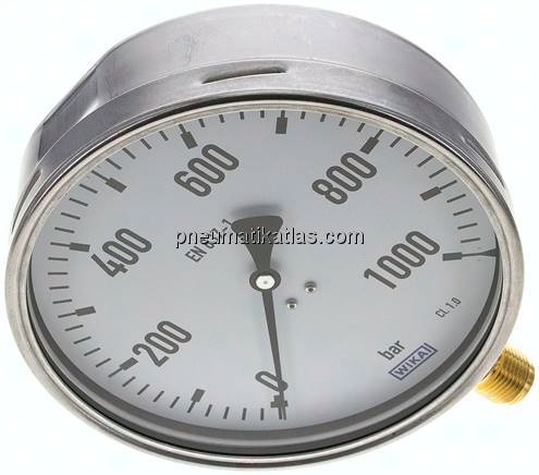 Manometer senkrecht (CrNi/Ms), 160mm, 0 - 1000 bar