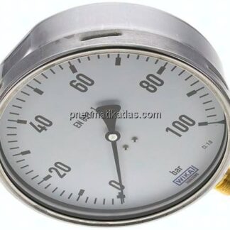 Manometer senkrecht (CrNi/Ms), 160mm, 0 - 100 bar