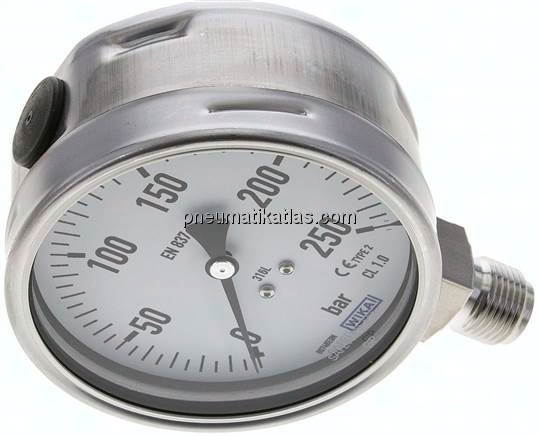 Chemie-Manometer senkrecht, 100mm, 0 - 250 bar