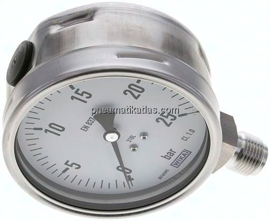 Chemie-Manometer senkrecht, 100mm, 0 - 25 bar