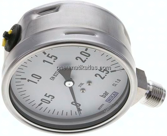 Chemie-Manometer senkrecht, 100mm, 0 - 2,5 bar