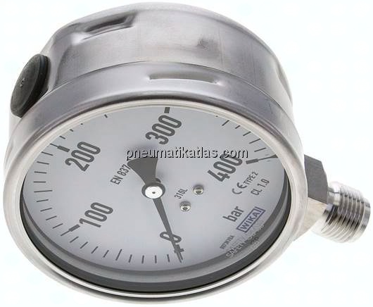 Chemie-Manometer senkrecht, 100mm, 0 - 400 bar