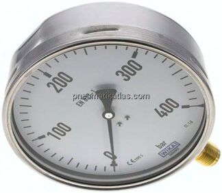 Manometer senkrecht (CrNi/Ms), 160mm, 0 - 400 bar