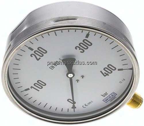 Manometer senkrecht (CrNi/Ms), 160mm, 0 - 400 bar