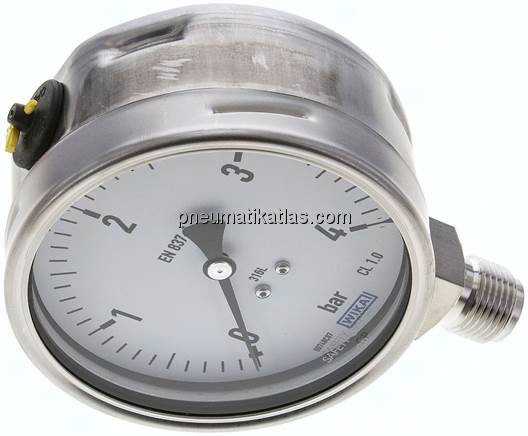 Chemie-Manometer senkrecht, 100mm, 0 - 4 bar
