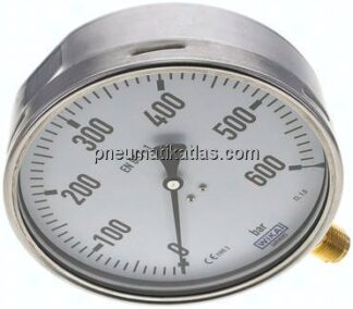 Manometer senkrecht (CrNi/Ms), 160mm, 0 - 600 bar