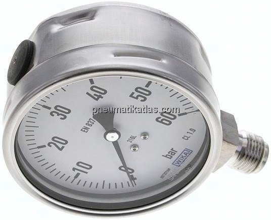 Chemie-Manometer senkrecht, 100mm, 0 - 60 bar