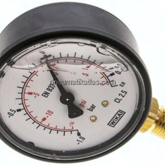 Glycerin-Manometer senkrecht (KU/Ms), 63mm, -1 bis 0,6 bar
