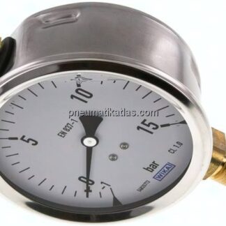 Glycerin-Manometer senkrecht (CrNi/Ms),100mm, -1 bis 15 bar