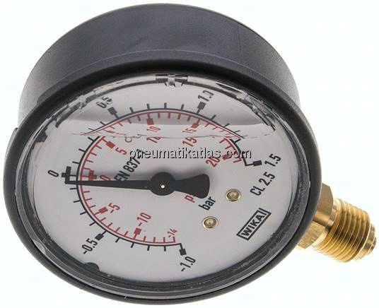Glycerin-Manometer senkrecht (KU/Ms), 63mm, -1 bis 1,5 bar