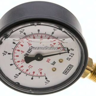 Glycerin-Manometer senkrecht (KU/Ms), 63mm, -1 bis 0 bar