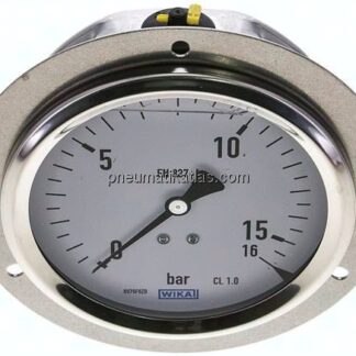 Glycerin-Einbaumanometer,Frontring, 100mm, 0 - 16 bar