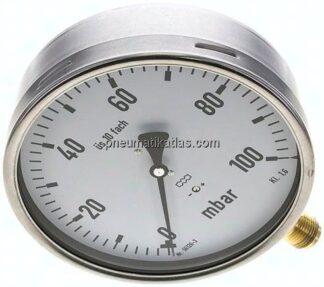 Manometer senkrecht 160mm, 0 - 100 mbar, G 1/2"